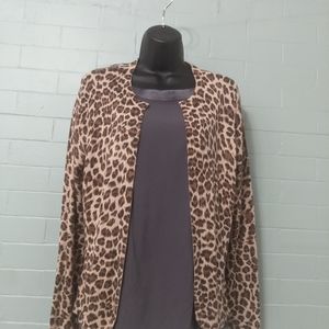 Talbots cashmere blend cardigan leopard print M